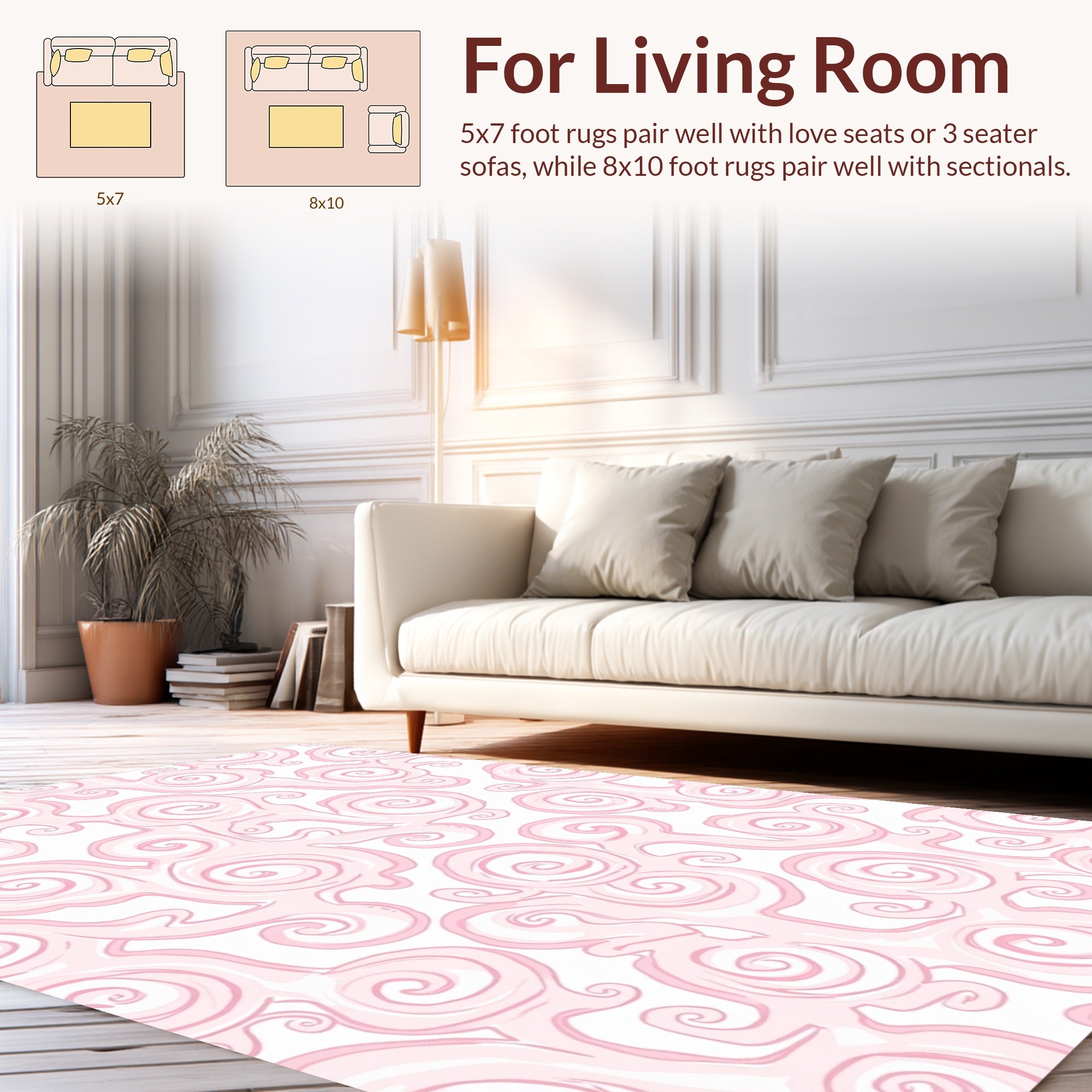 Playful Pink Swirls Pattern Design Rug