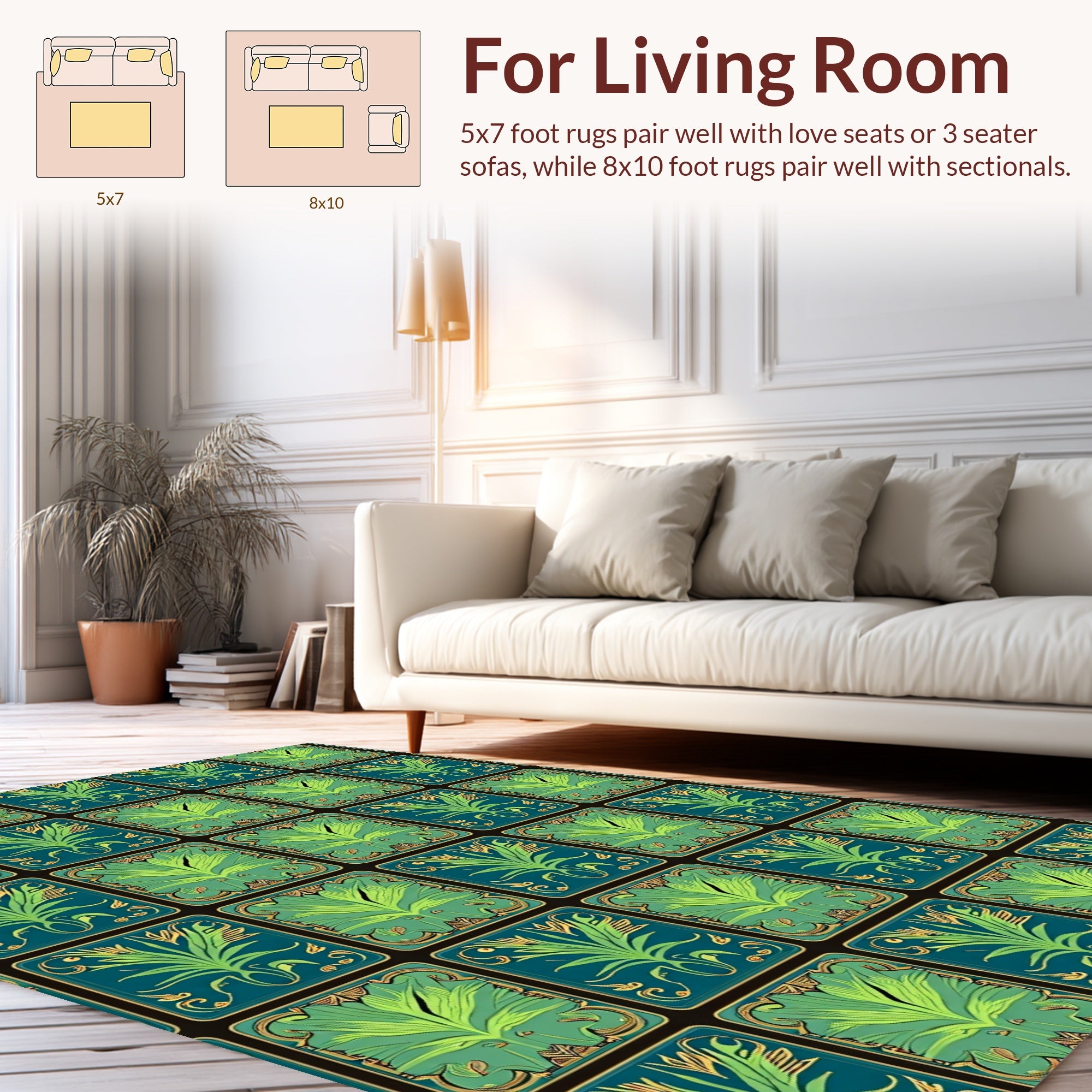 Art Nouveau Floral Lattice Pattern Rug