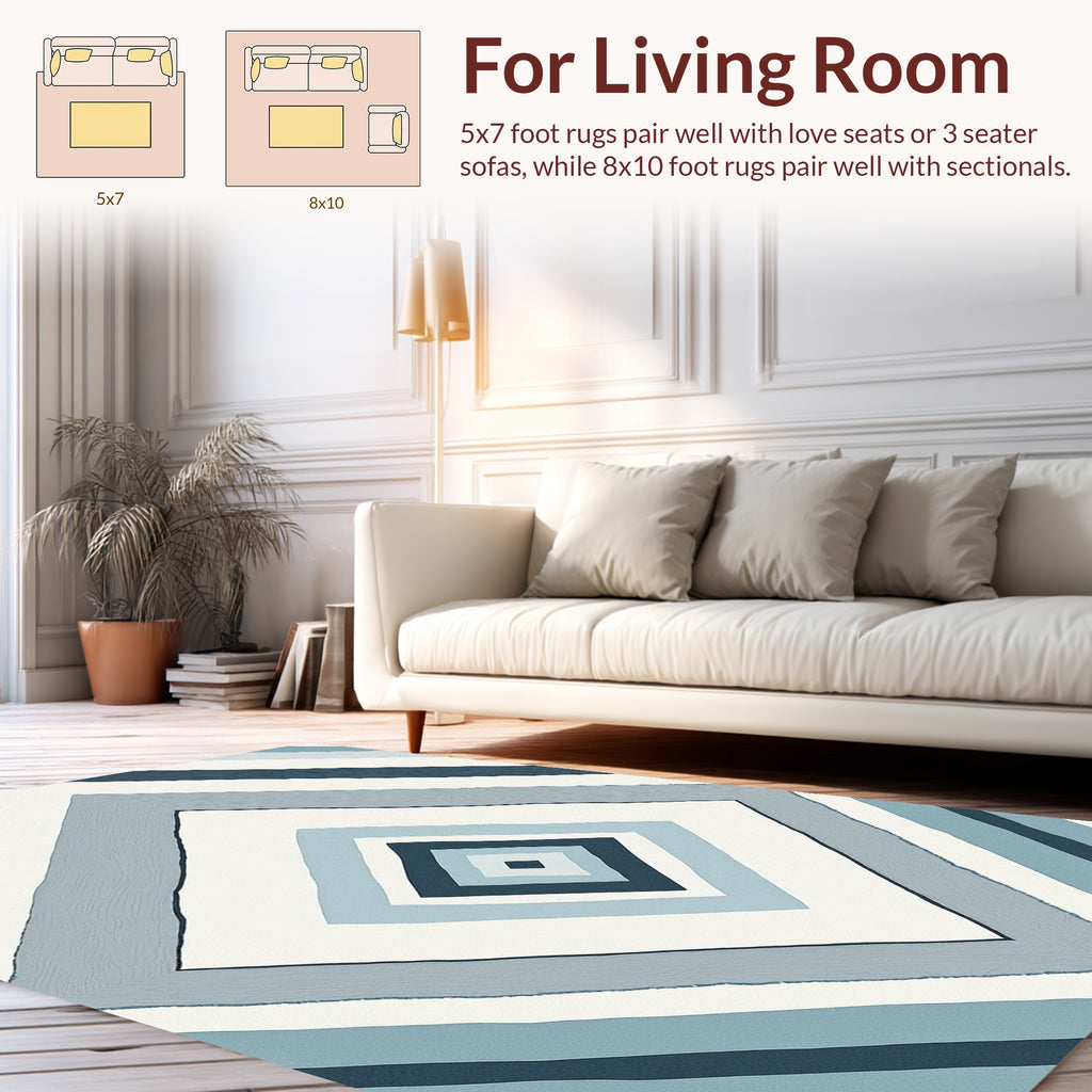 Cool Tone Diamond Pattern Rug
