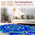 Vibrant Blue Yellow Teal Mandala Design Rug