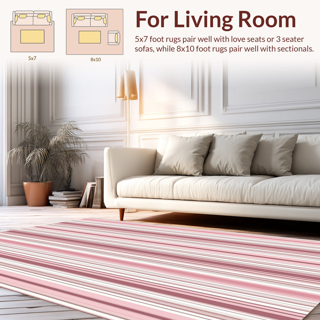 Pink Striped Geometric Rug