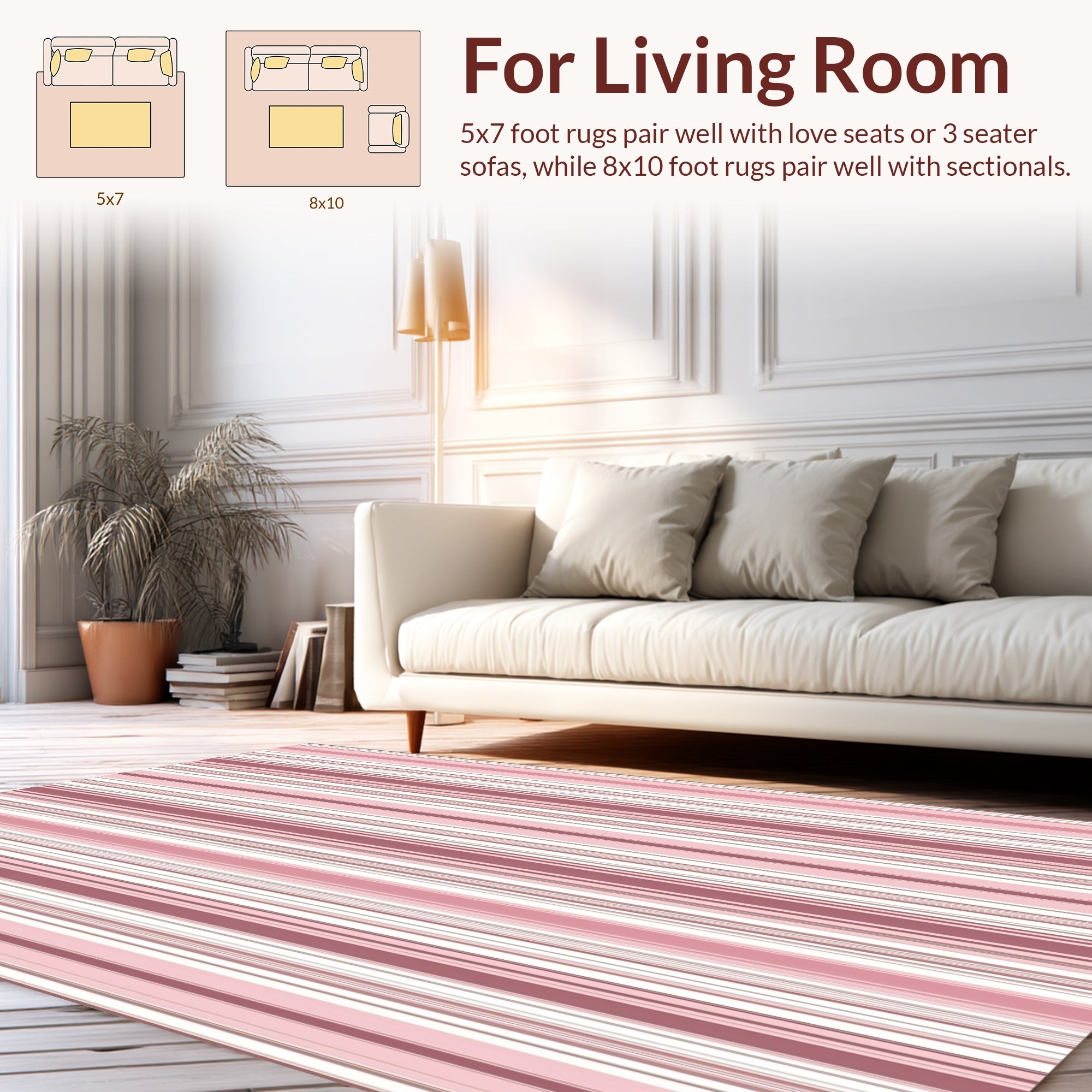 Pink Striped Geometric Rug