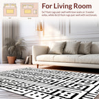 Bold Black White Graphic Pattern Rug