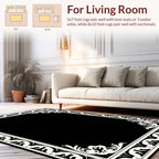 Black Ivory Ornate Scroll-Like Frame Rug