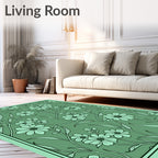 Sage Green Floral Vine Art Rug