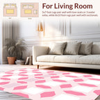 Pink White Geometric Lattice Pattern Rug