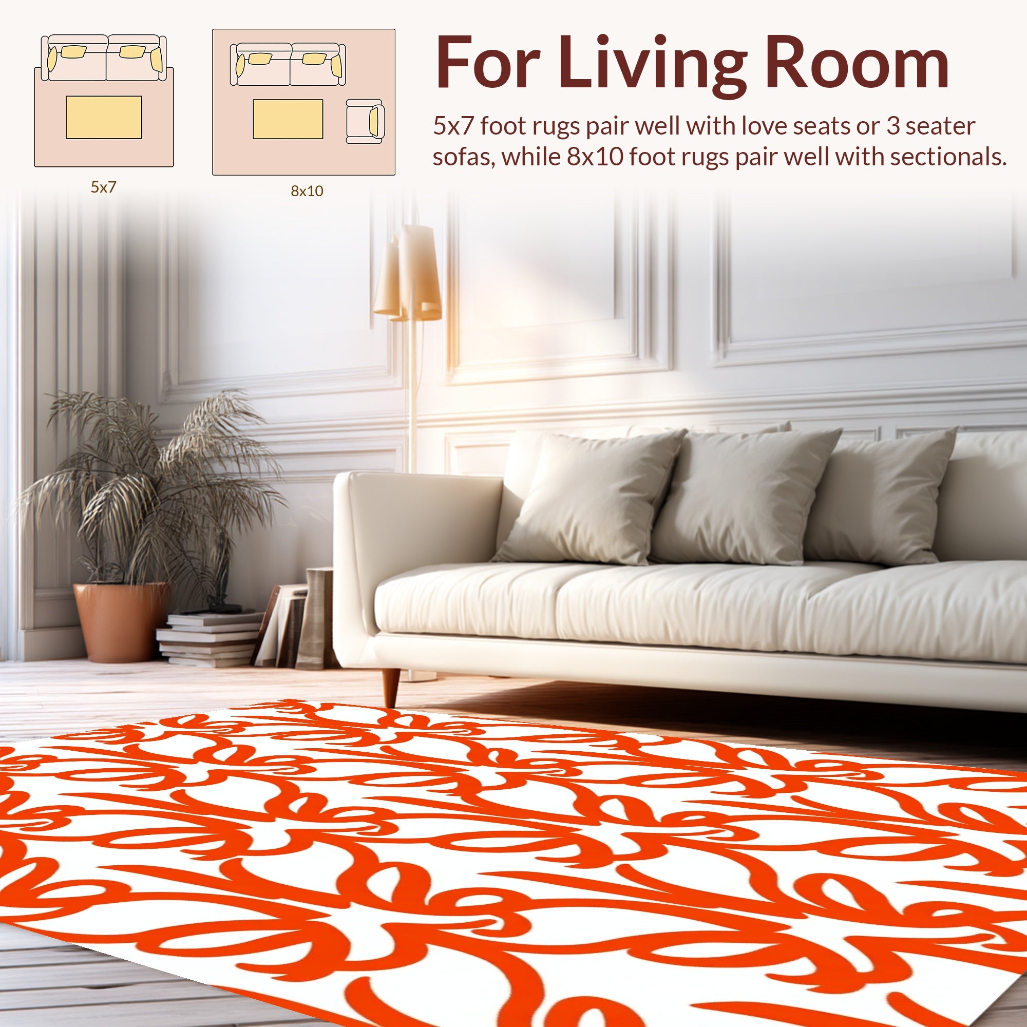 Modern Orange Swirl Abstract Pattern Rug