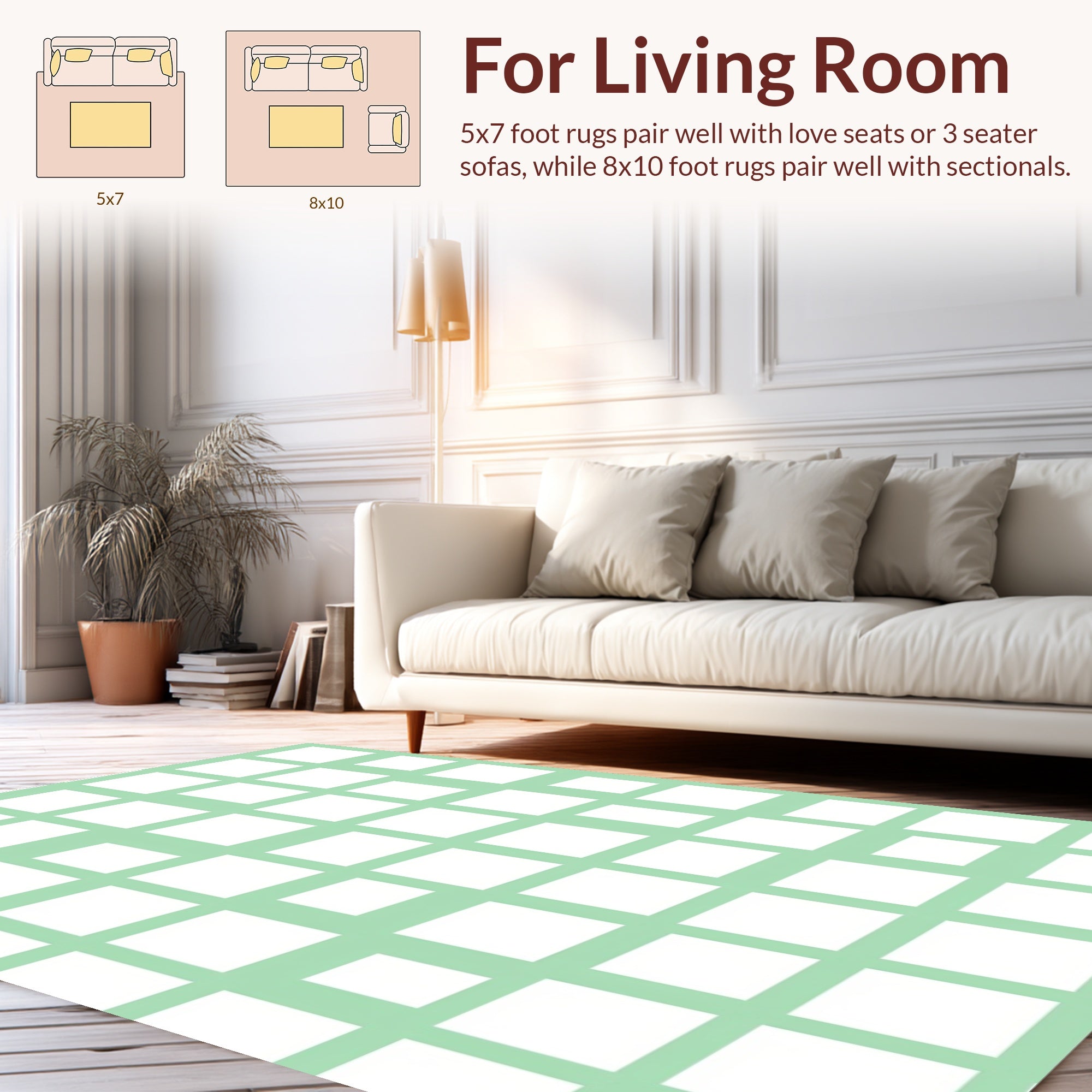 Mint Lattice Geometric Pattern Rug