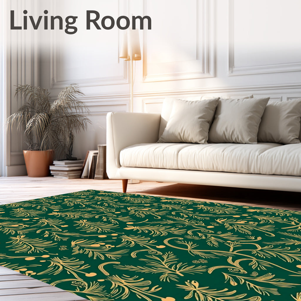 Emerald Forest Botanical Scroll Rug