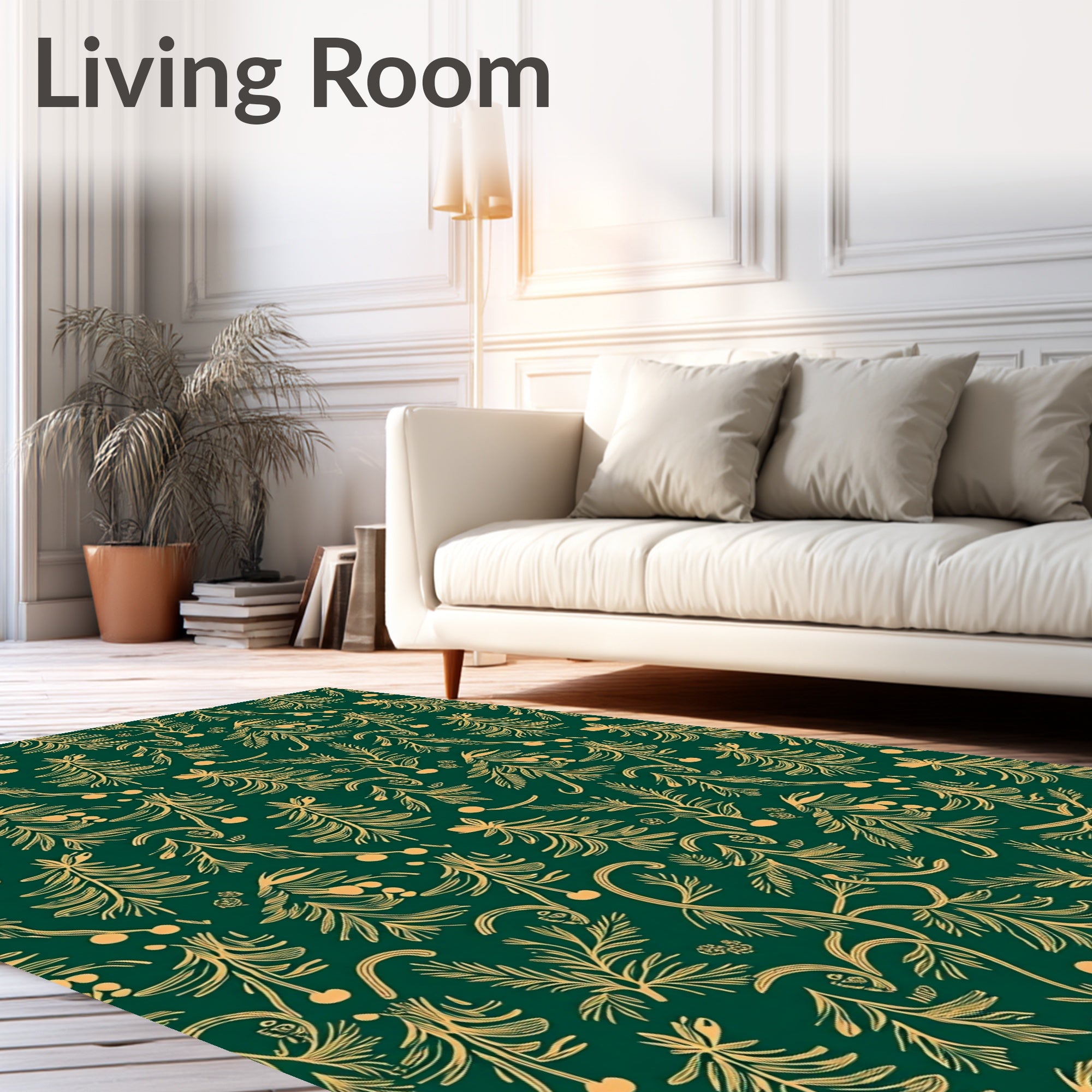 Emerald Forest Botanical Scroll Rug