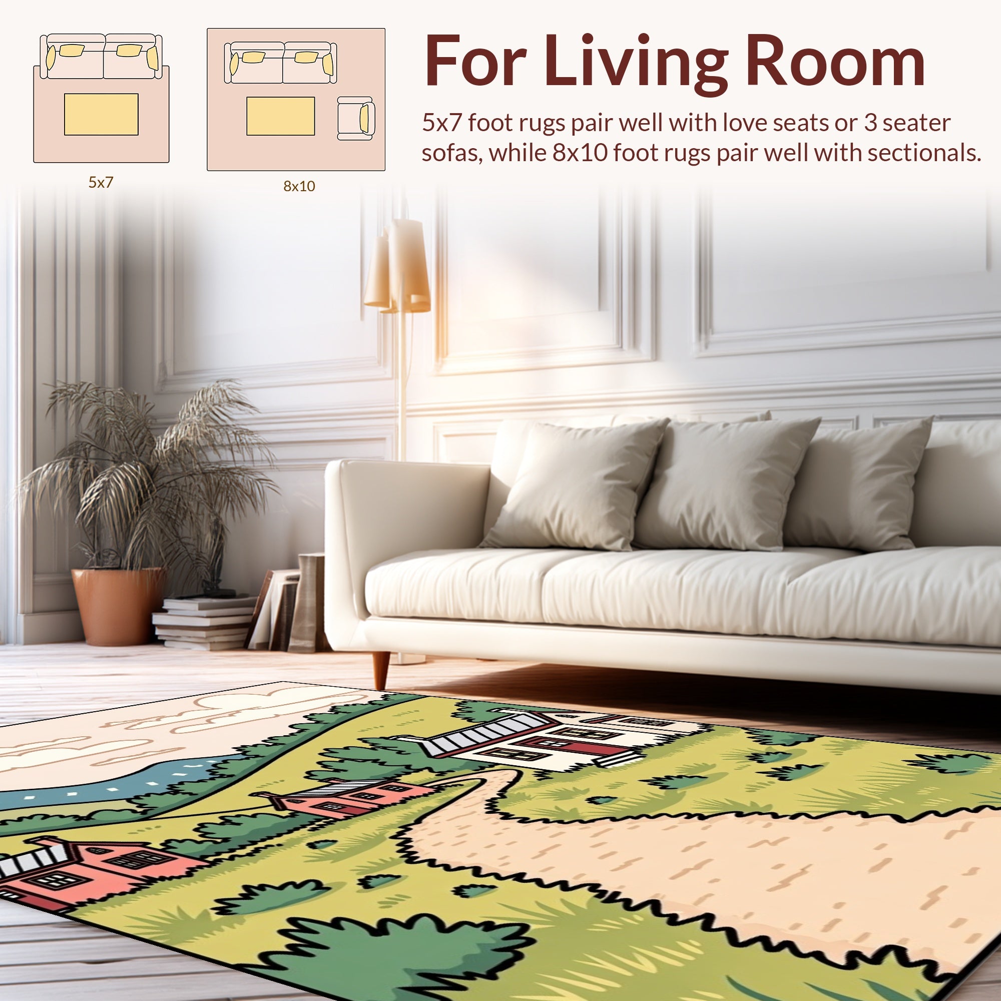 Country Village Path Art Rug