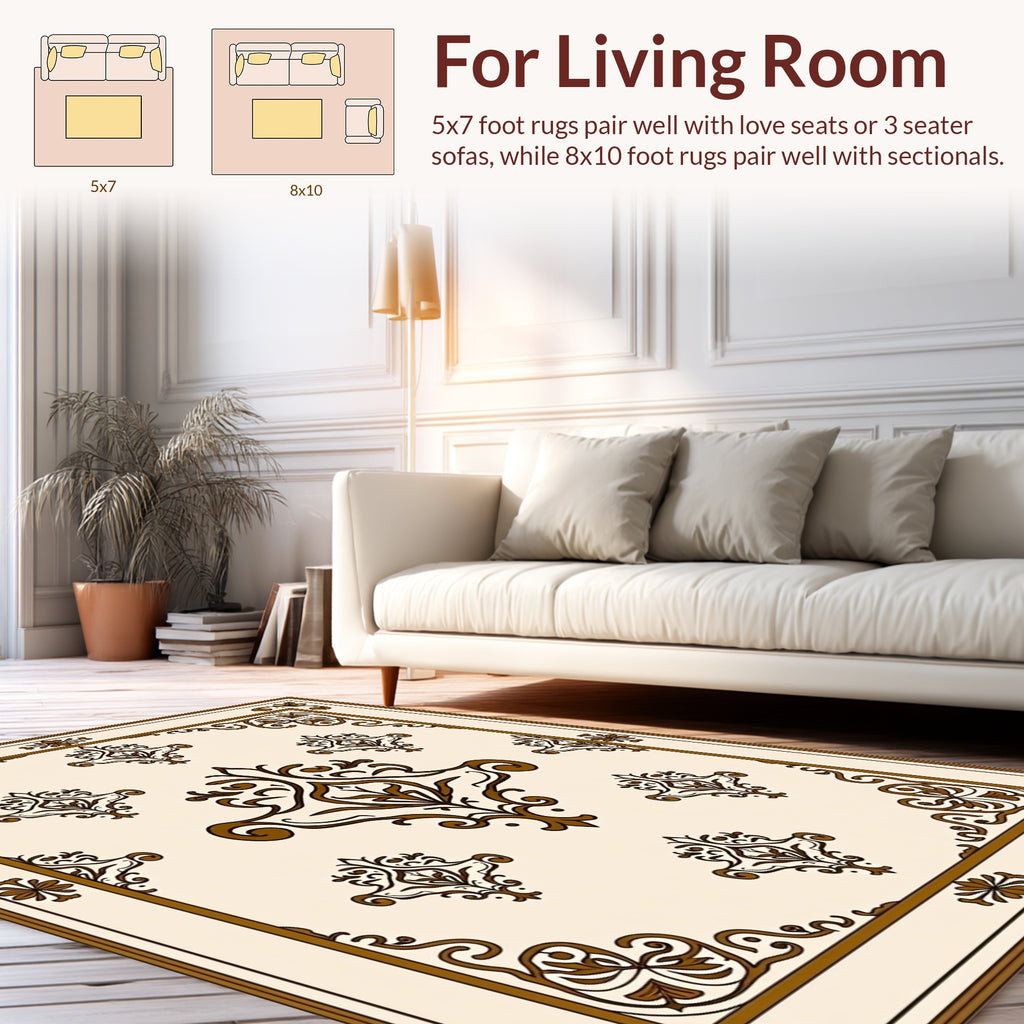 Classic Brown Floral Motif Rug