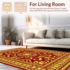 Ornate Red Gold Floral Medallion Rug
