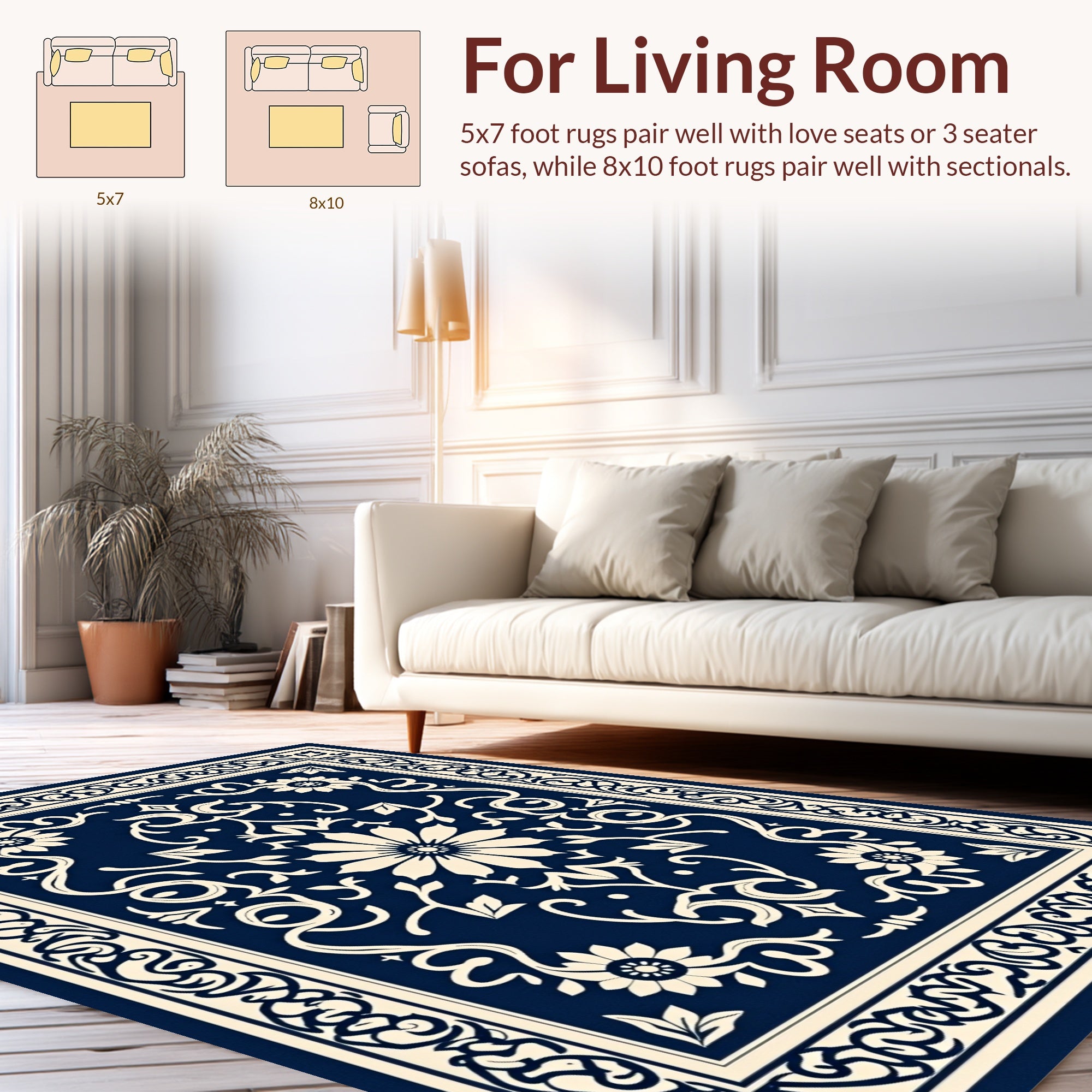 Classic Floral Scrollwork Pattern Rug