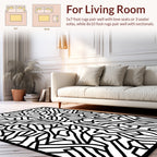 Abstract Black White Organic Lines Rug