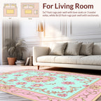 Pink Floral Detailed Pastel Rug
