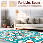 Mandala Floral Pattern With Teal Accents Rug