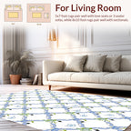 Blue Lattice Floral Pattern Rug