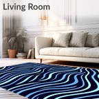 Ocean Wave Abstract Stripe Pattern Rug