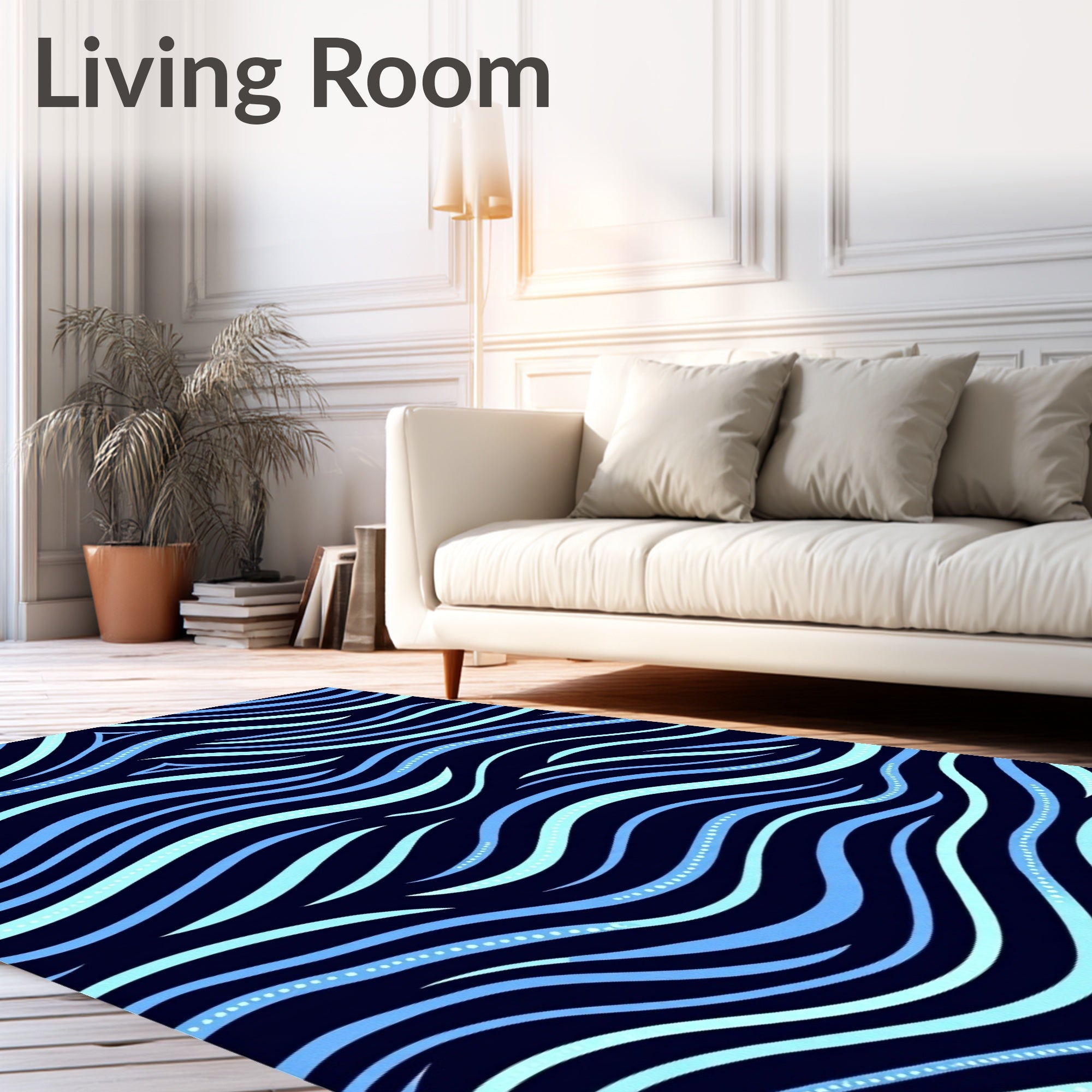 Ocean Wave Abstract Stripe Pattern Rug