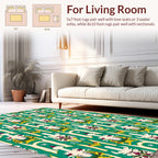 Emerald Ivory Geometric Floral Design Rug