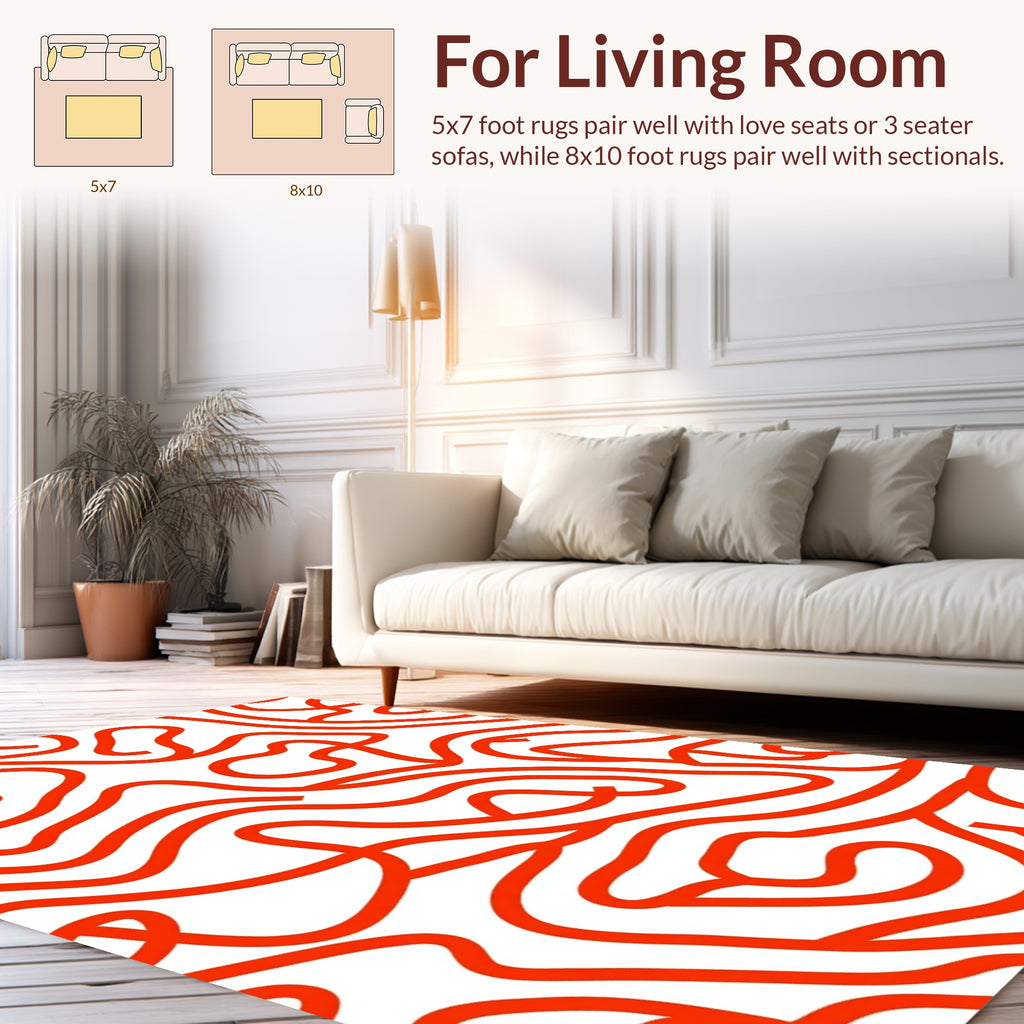 Bold Abstract Red Contour Pattern Rug
