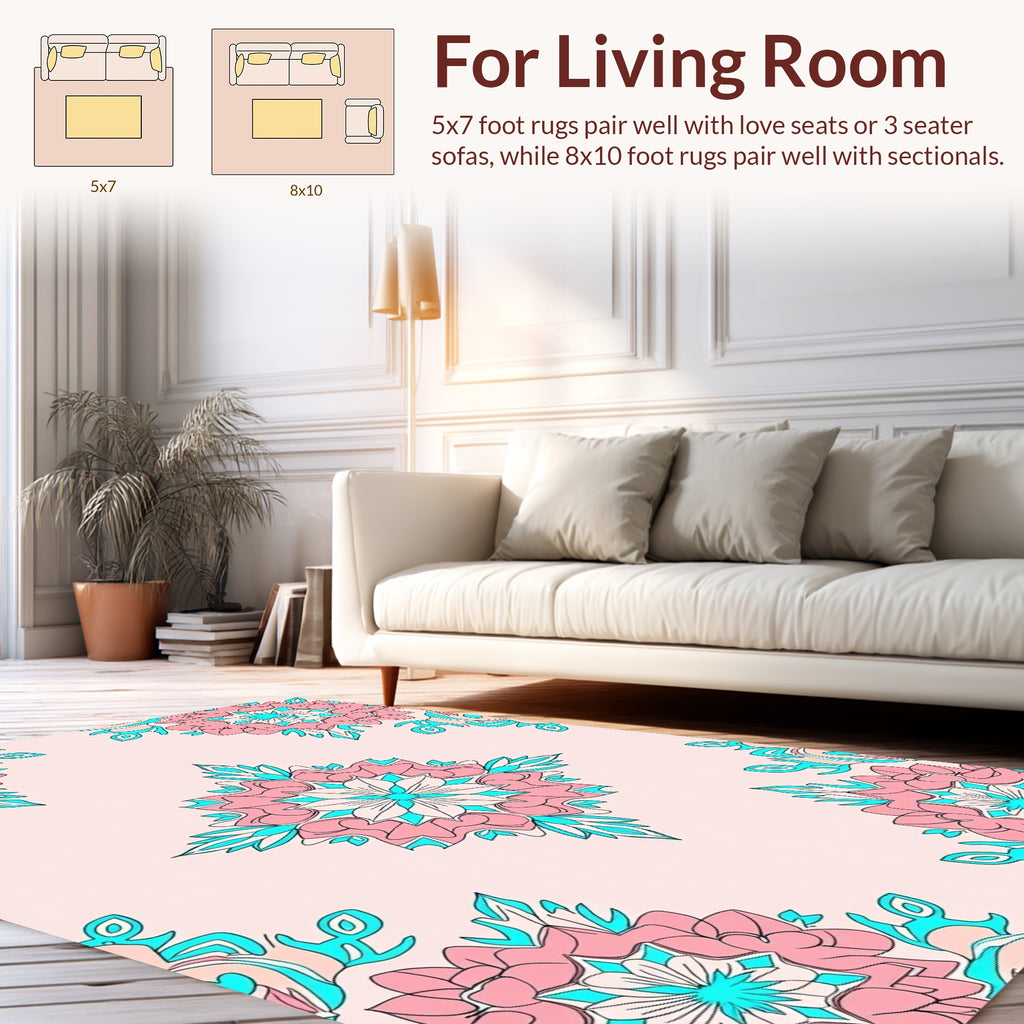 Floral Inverted Geometric Pattern Rug