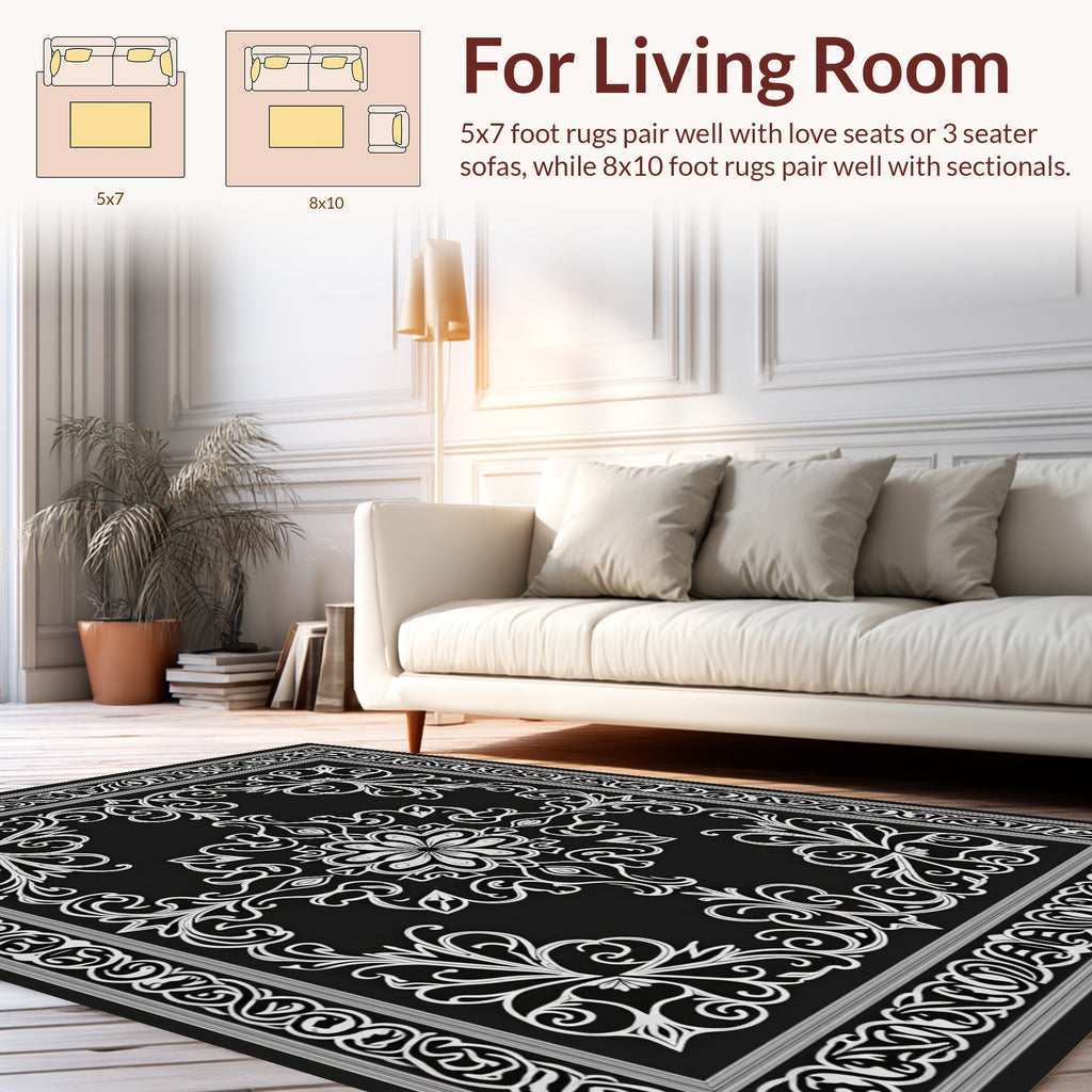 Classic Floral Border Design Rug