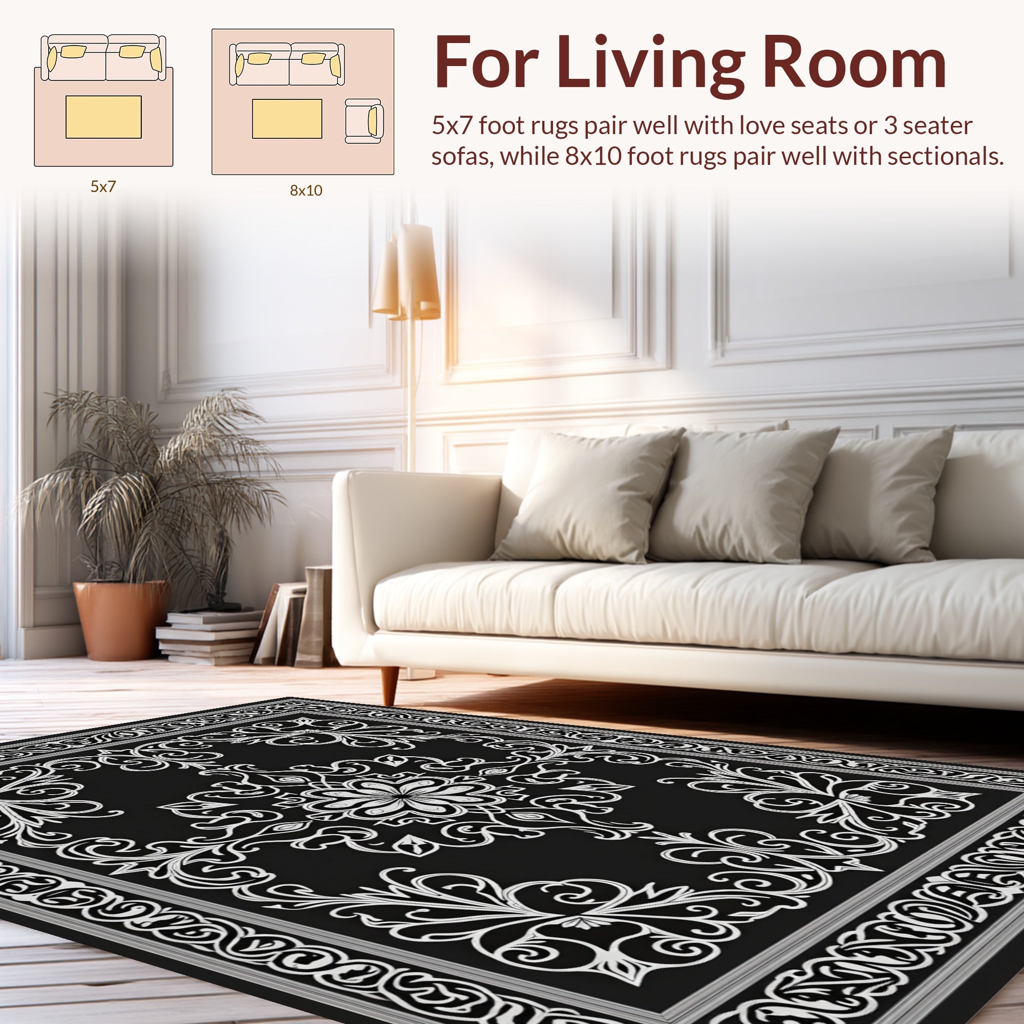Classic Floral Border Design Rug