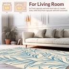Blue Leaf Line Art Pattern Rug