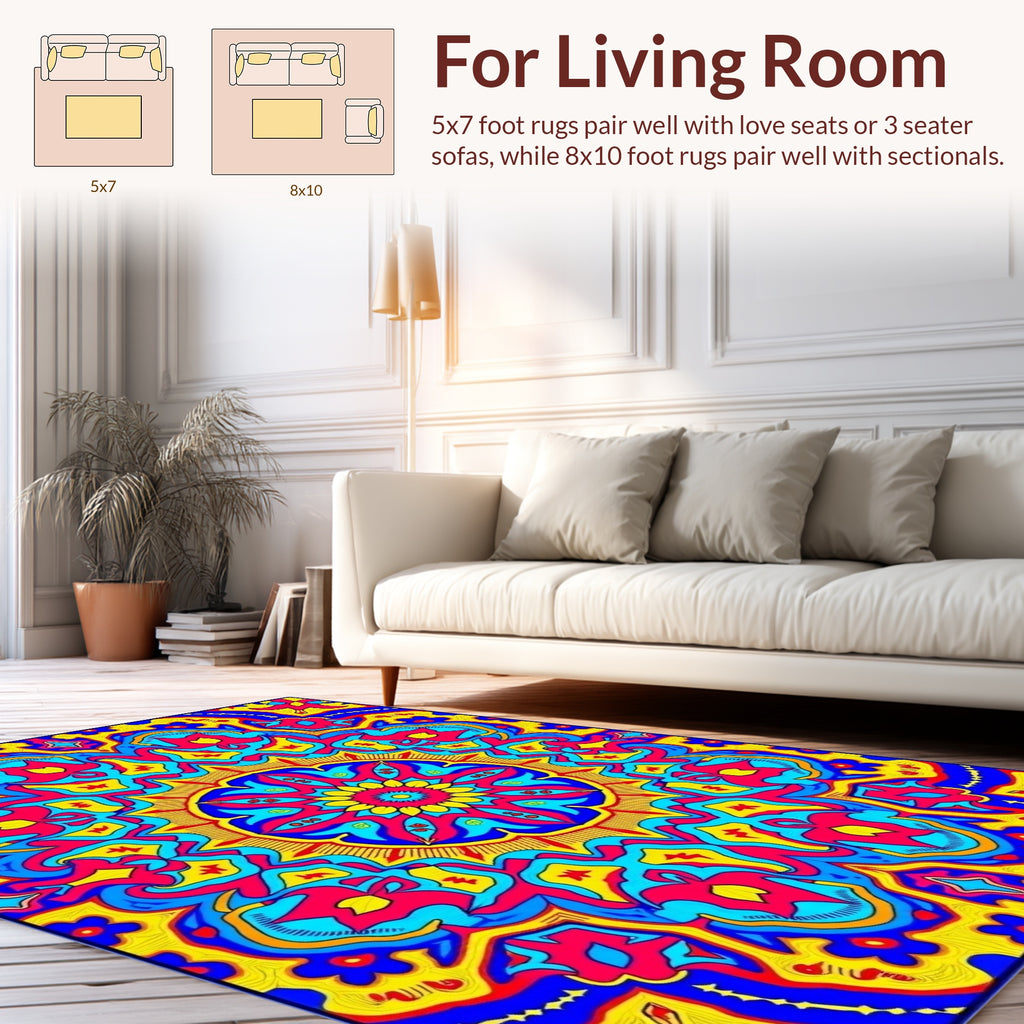 Vibrant Mandala Floral Pattern Rug
