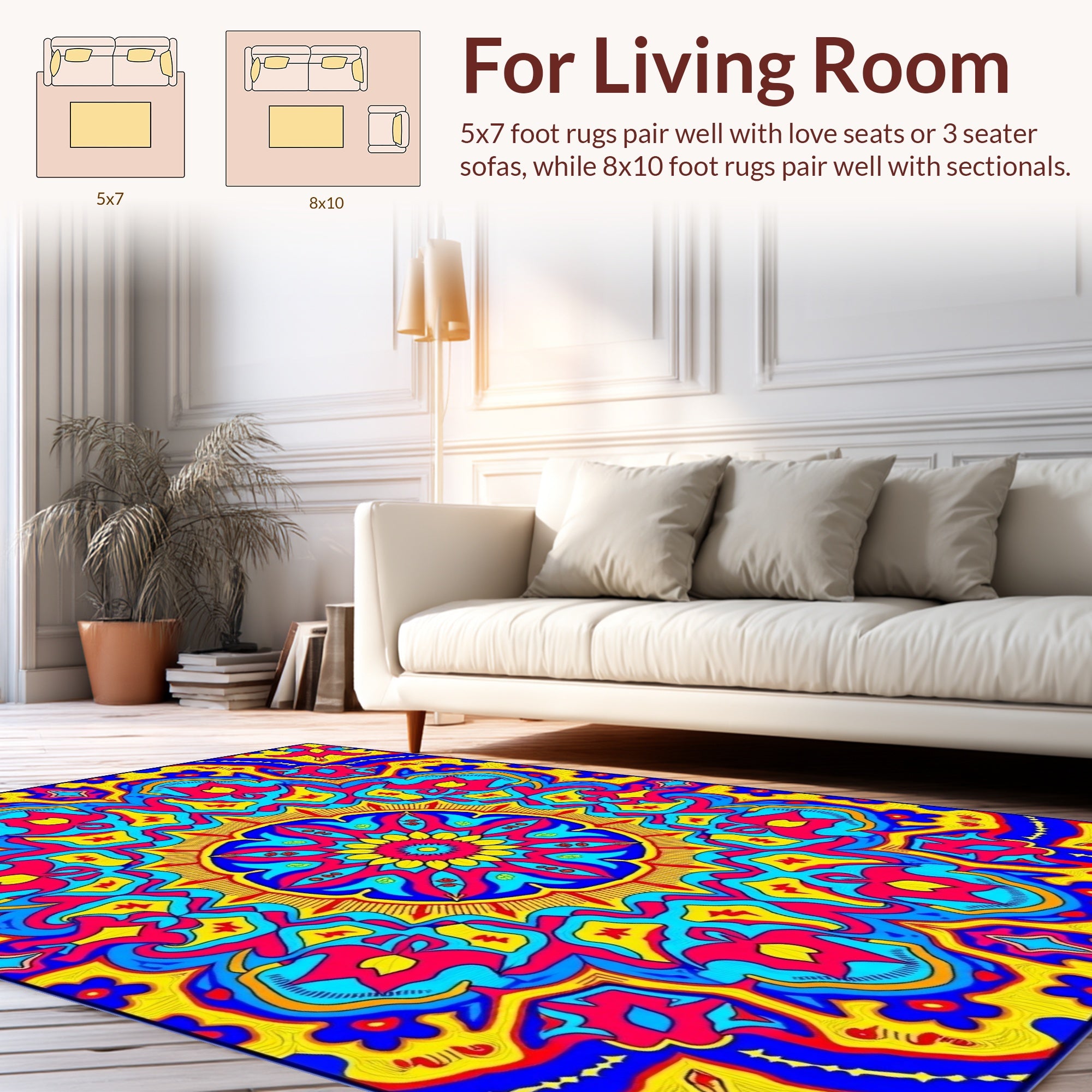 Vibrant Mandala Floral Pattern Rug