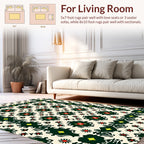 Intricate Black Green Floral Pattern Rug