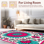 Floral Symmetry With Pink Teal Accents Rug