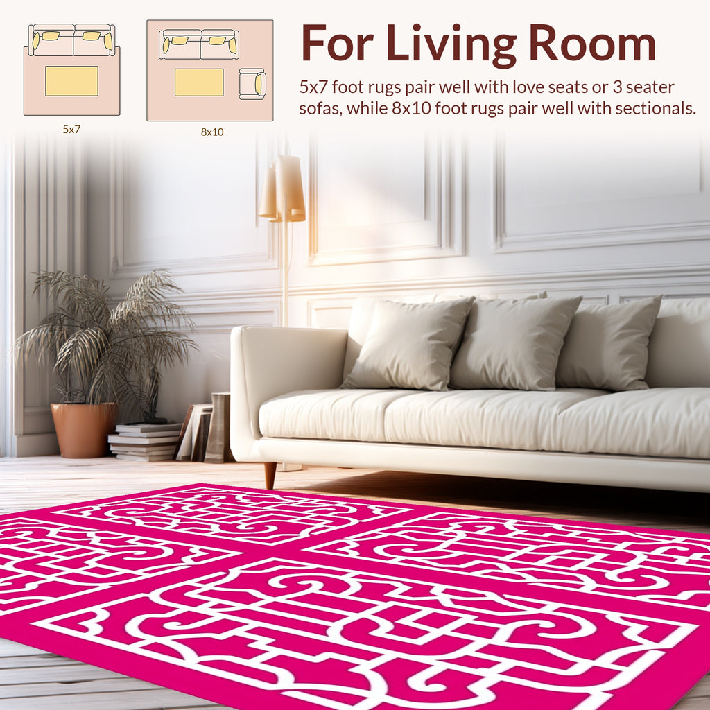 Ornate White Geometric Lattice Design Rug