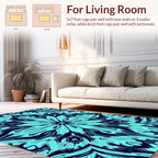Aqua And Navy Mandala Pattern Rug
