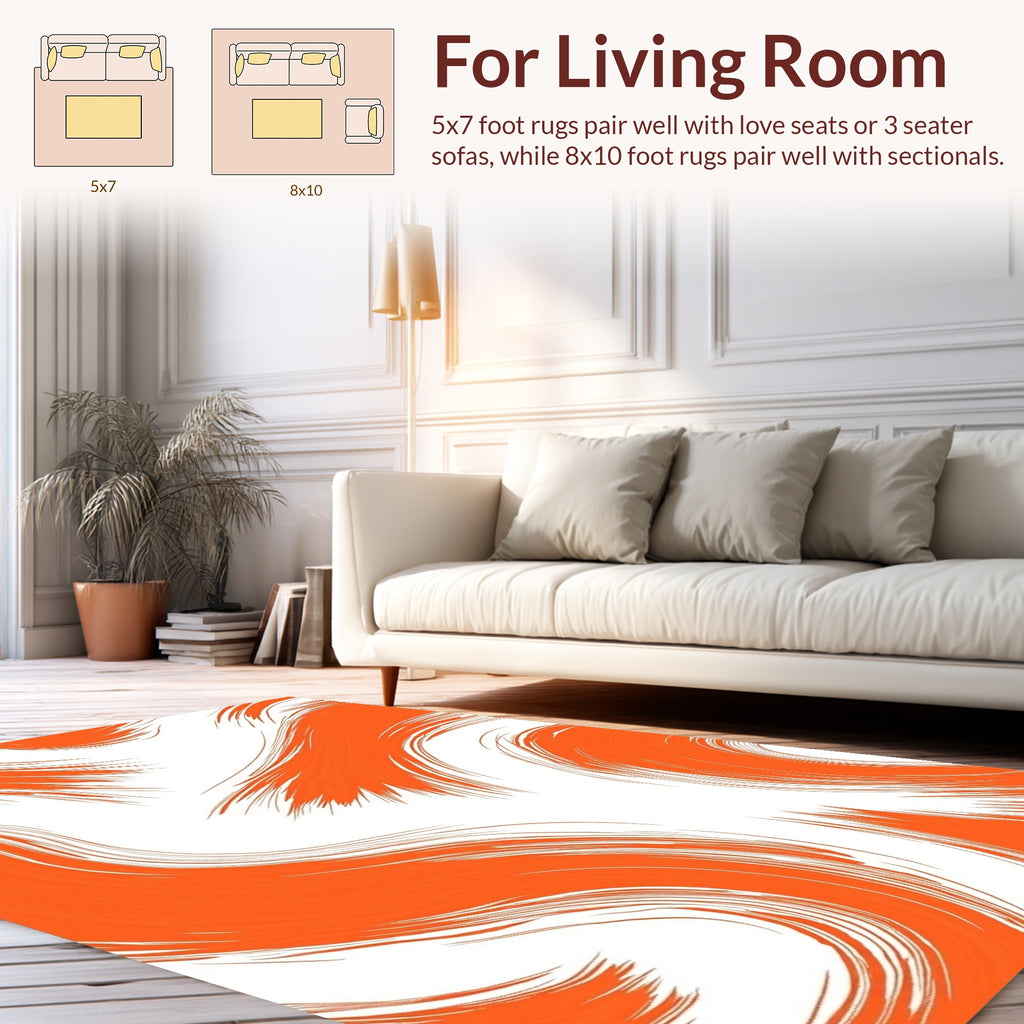 Bold Orange Swirl Pattern Design Rug