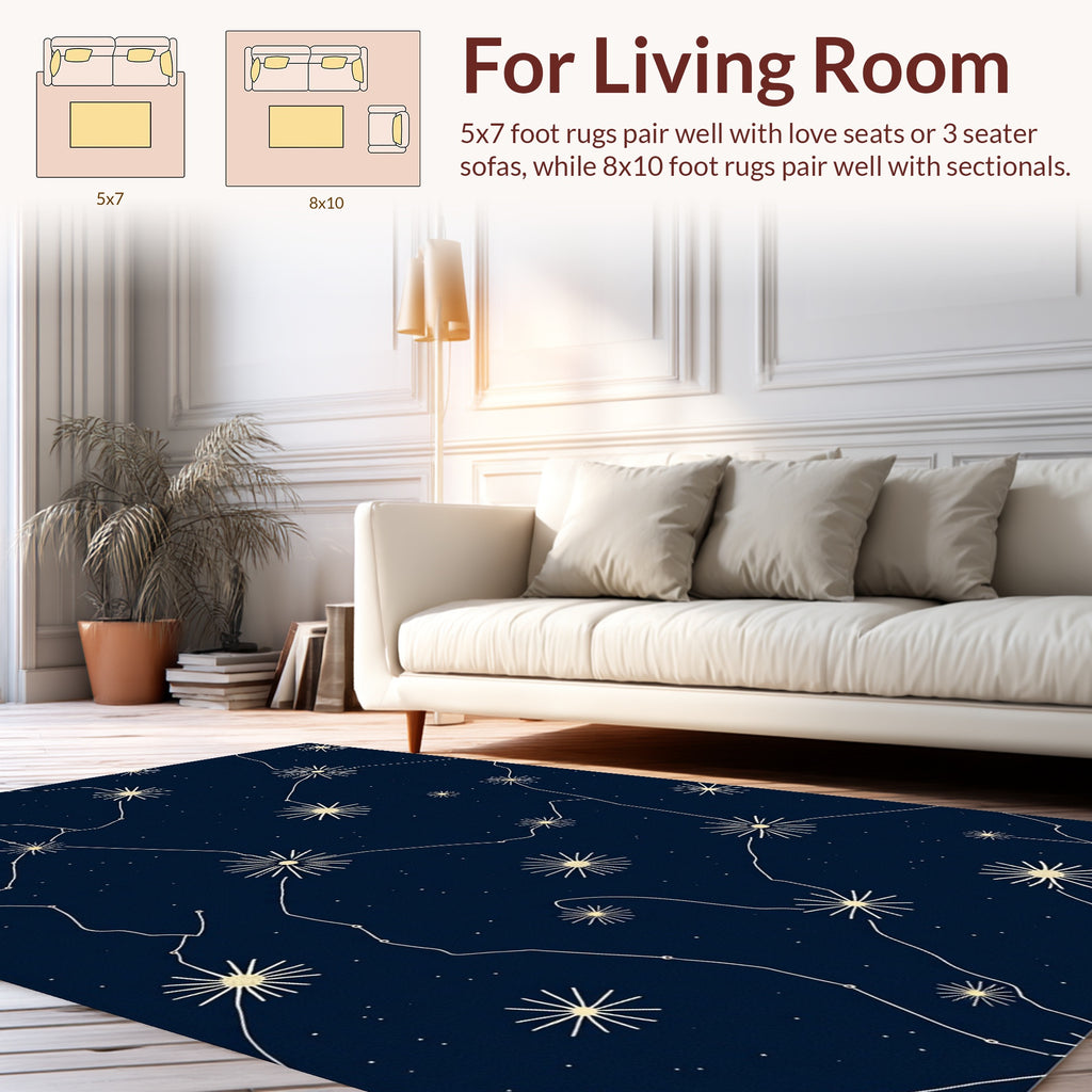 Celestial Line Drawing Constellation Design Rug