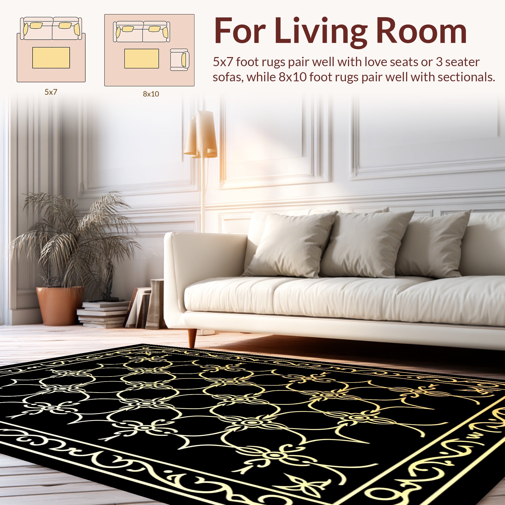 Elegant Gold Lattice Pattern Rug