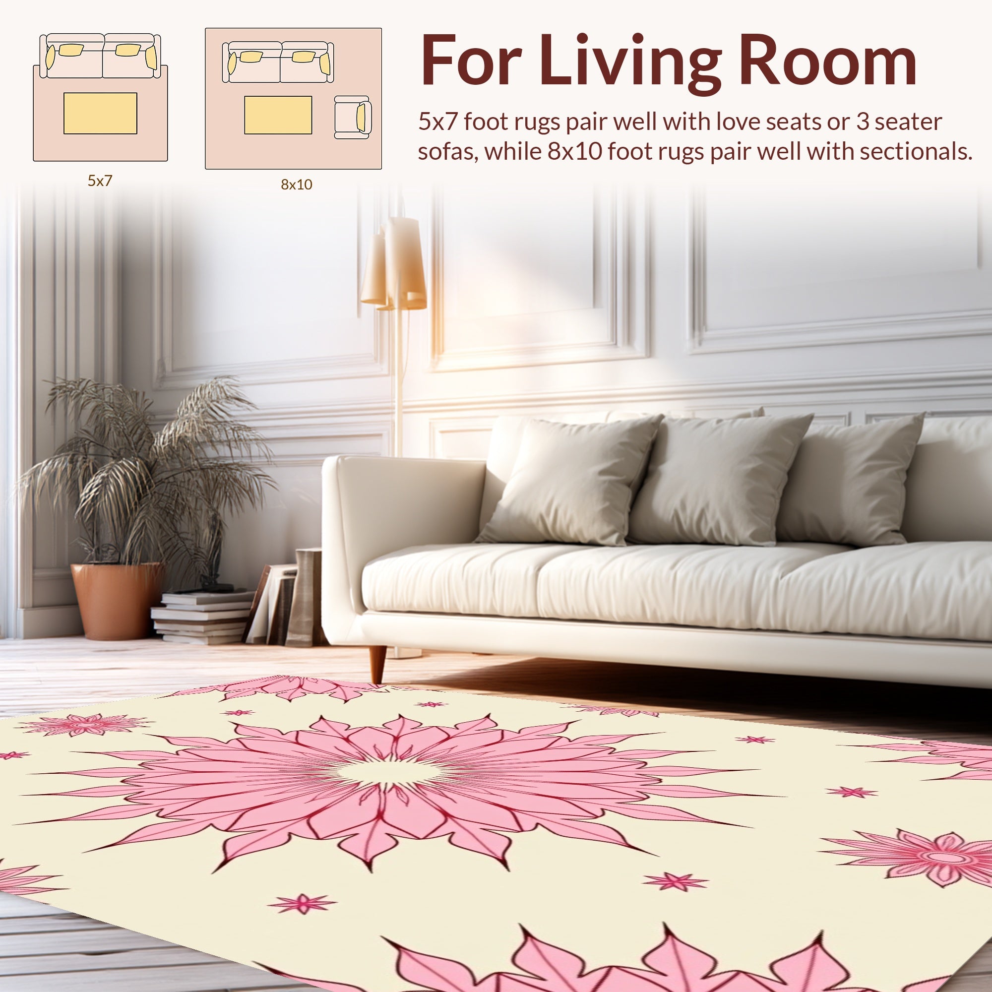 Pink Floral Mandala Pattern Rug