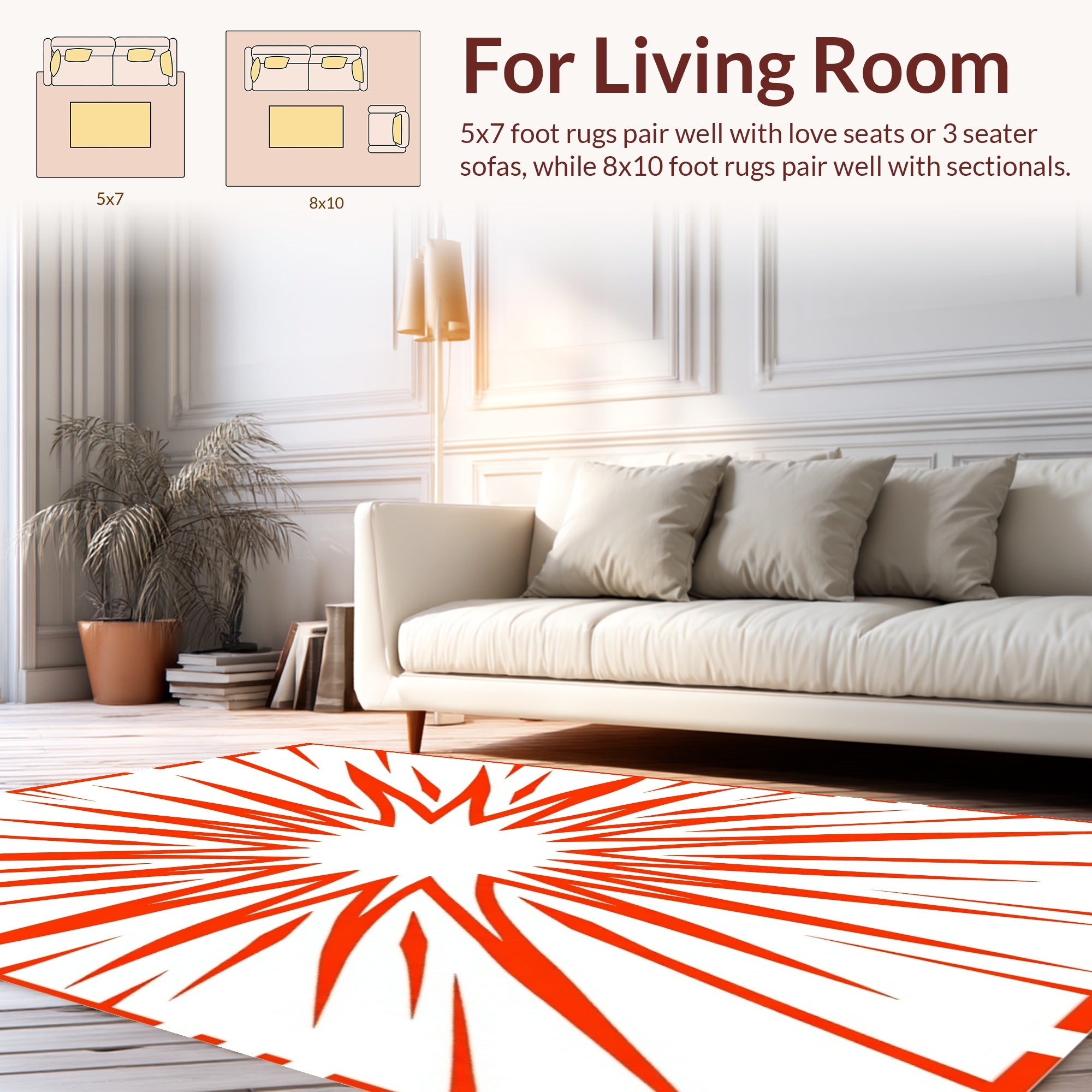 Radiant Sunburst Geometric Design Rug
