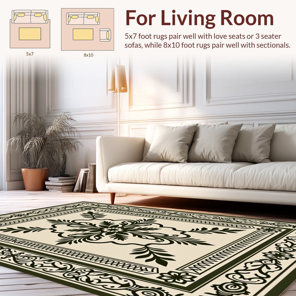 Ornate Floral Bordered Classic Medallion Rug