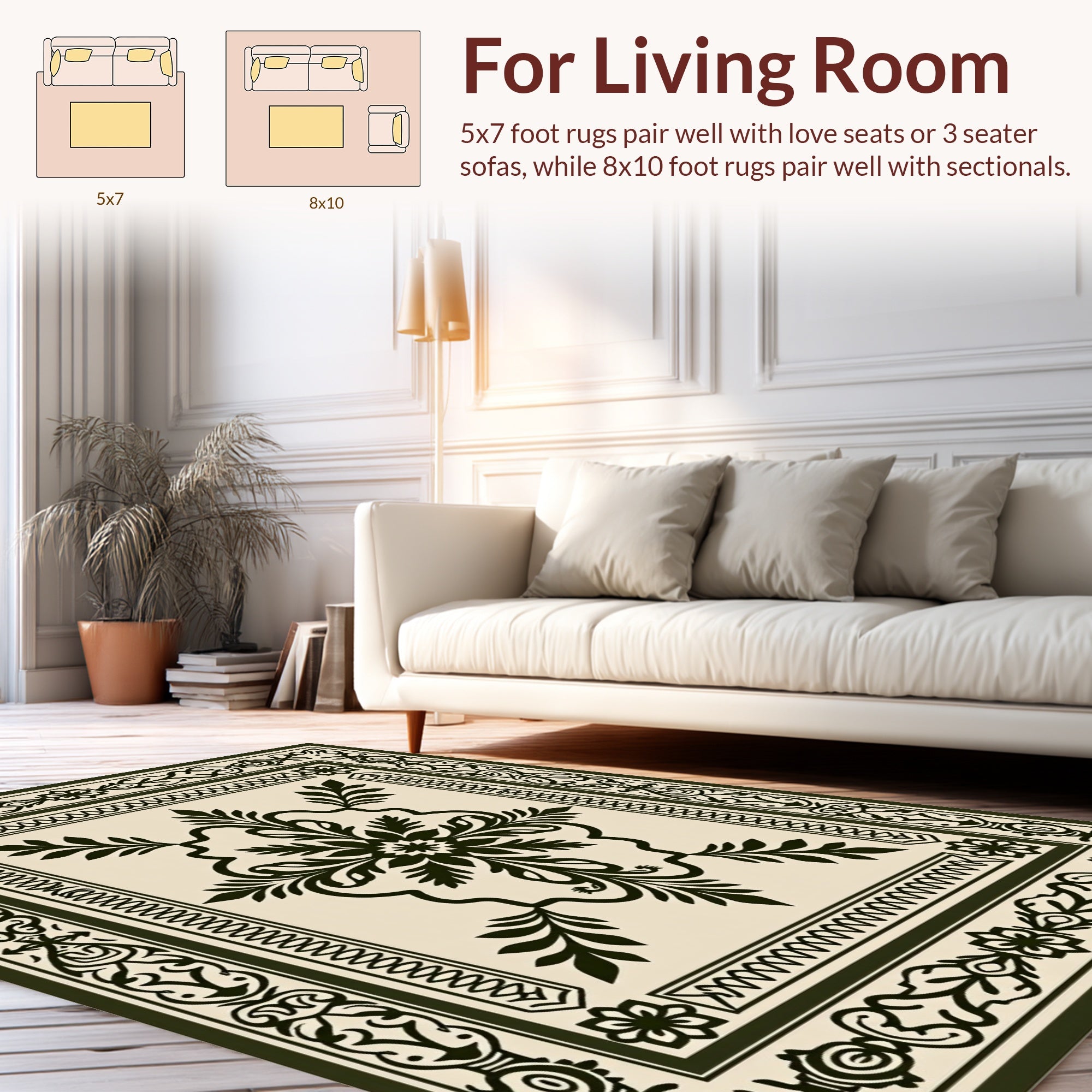 Ornate Floral Bordered Classic Medallion Rug