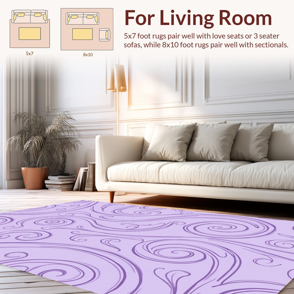Whimsical Purple Swirl Pattern Rug
