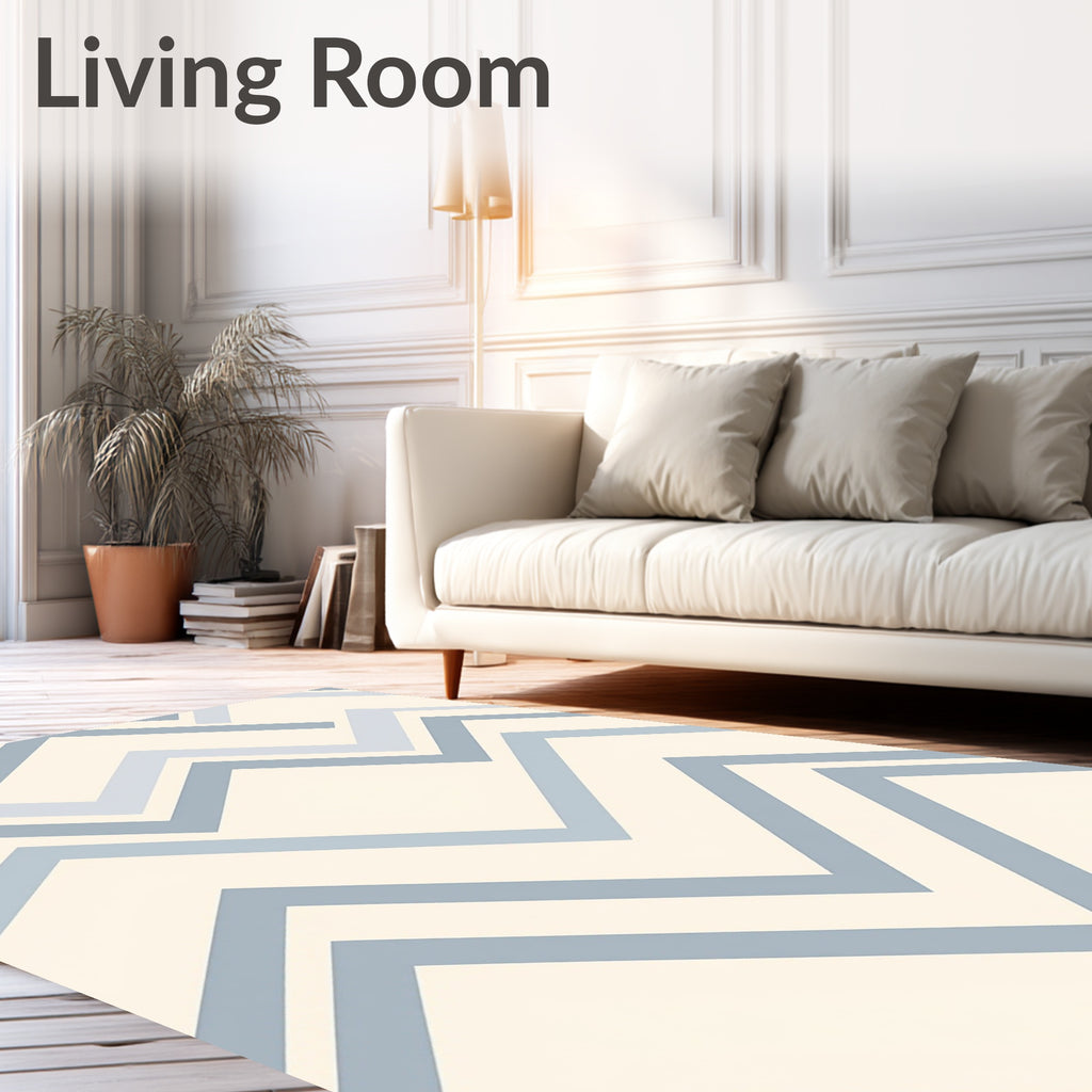 Geometric Chevron Patterned Cool Tones Rug