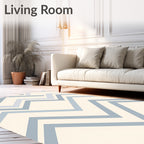 Geometric Chevron Patterned Cool Tones Rug
