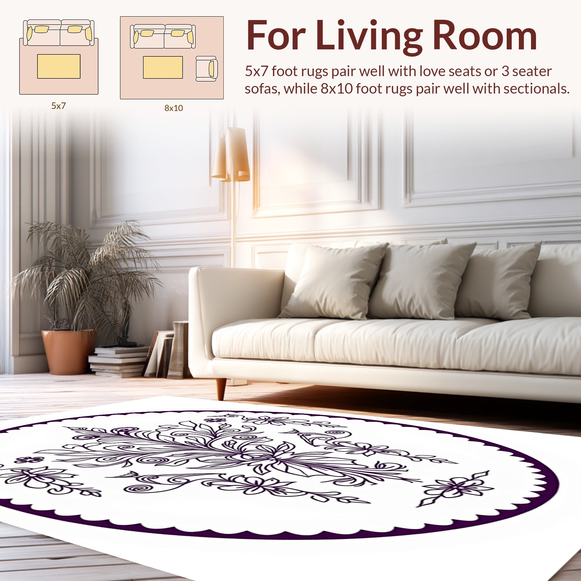 Damask floral medallion circular design Rug
