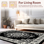 Black White Intricate Floral Mandala Rug