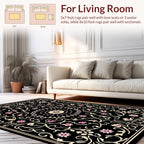 Intricate Black Floral Mandate Rug
