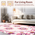 Whimsical Pink Floral Medallion Design Rug
